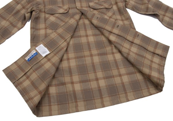 PENDLETON Brown Wool Check Open Collar Sleeve Shirt Size XXS