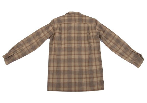 PENDLETON Brown Wool Check Open Collar Sleeve Shirt Size XXS