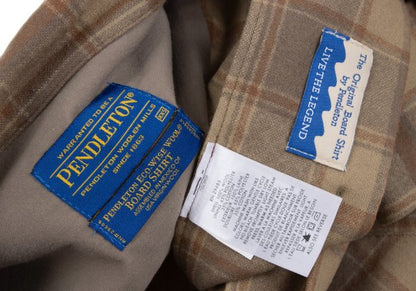 PENDLETON Brown Wool Check Open Collar Sleeve Shirt Size XXS