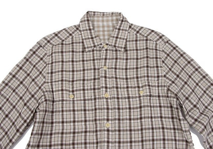 Papas+ Cotton Reversible Check Long Shirt Ivory Size M
