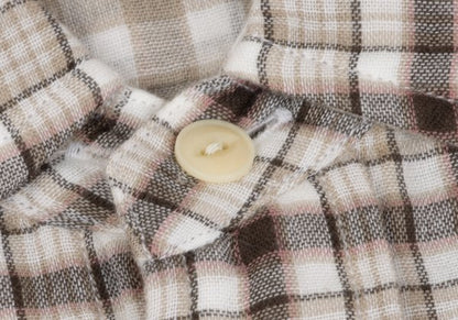 Papas+ Cotton Reversible Check Long Shirt Ivory Size M