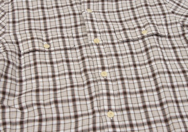 Papas+ Cotton Reversible Check Long Shirt Ivory Size M