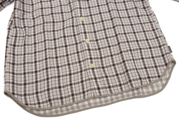 Papas+ Cotton Reversible Check Long Shirt Ivory Size M