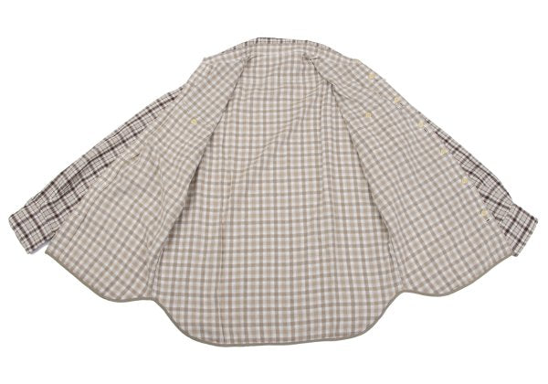 Papas+ Cotton Reversible Check Long Shirt Ivory Size M