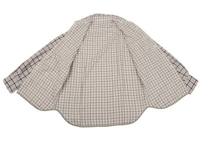Papas+ Cotton Reversible Check Long Shirt Ivory Size M