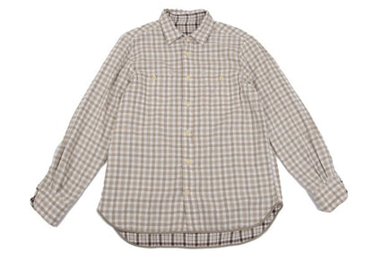 Papas+ Cotton Reversible Check Long Shirt Ivory Size M