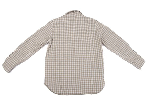 Papas+ Cotton Reversible Check Long Shirt Ivory Size M