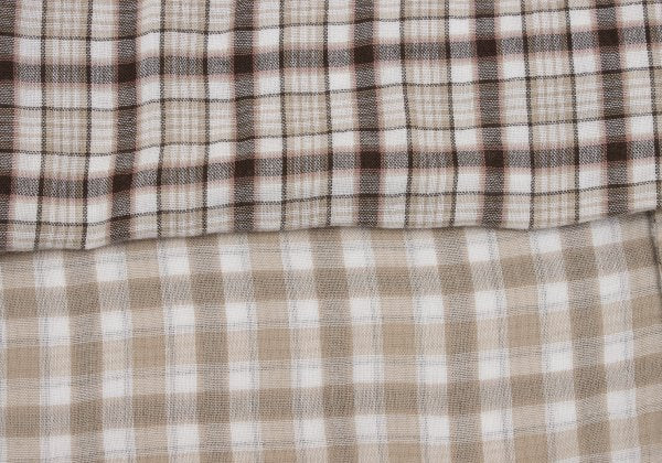Papas+ Cotton Reversible Check Long Shirt Ivory Size M