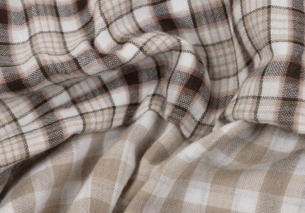 Papas+ Cotton Reversible Check Long Shirt Ivory Size M