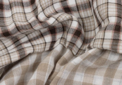 Papas+ Cotton Reversible Check Long Shirt Ivory Size M
