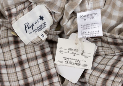 Papas+ Cotton Reversible Check Long Shirt Ivory Size M