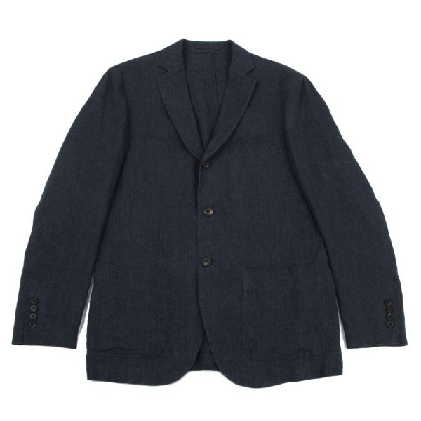 Papas Navy Linen 3-Button Jacket Size M