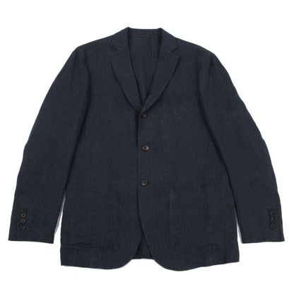 Papas Navy Linen 3-Button Jacket Size M