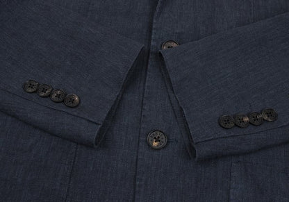 Papas Navy Linen 3-Button Jacket Size M