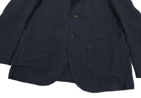 Papas Navy Linen 3-Button Jacket Size M
