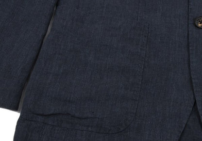 Papas Navy Linen 3-Button Jacket Size M