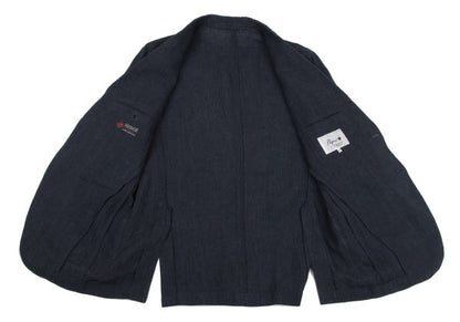 Papas Navy Linen 3-Button Jacket Size M