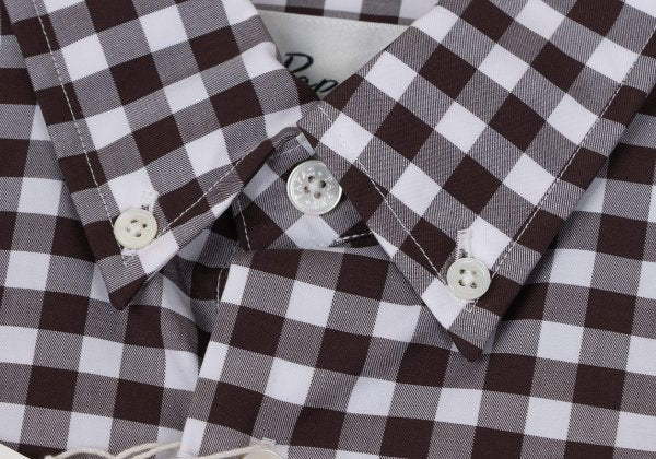 Papas Cotton Gingham Check Long Sleeve Shirt Size M