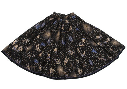 KENZO Cotton Constellation Print Flare Skirt Black Size S