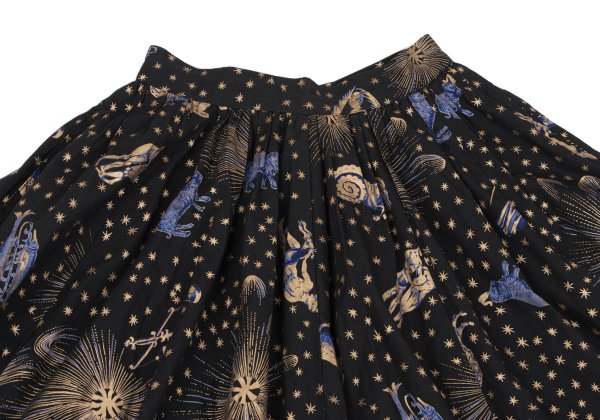 KENZO Cotton Constellation Print Flare Skirt Black Size S