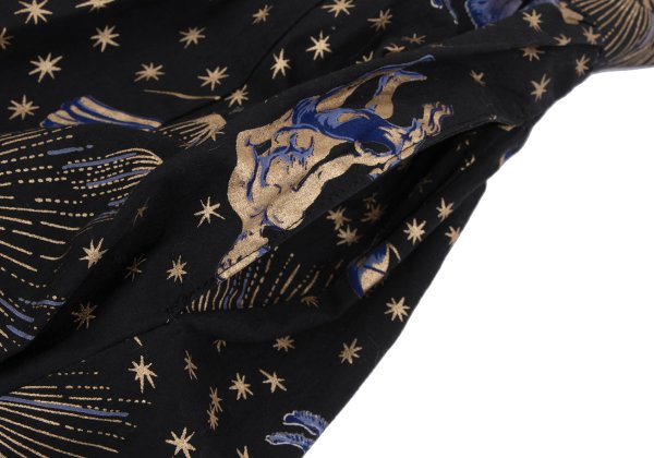 KENZO Cotton Constellation Print Flare Skirt Black Size S