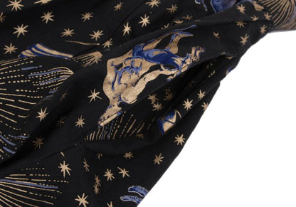 KENZO Cotton Constellation Print Flare Skirt Black Size S