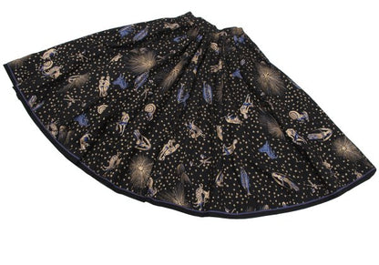KENZO Cotton Constellation Print Flare Skirt Black Size S