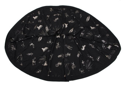 KENZO Cotton Constellation Print Flare Skirt Black Size S