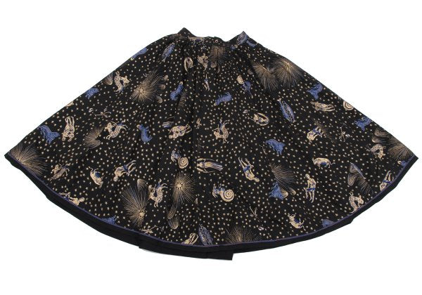 KENZO Cotton Constellation Print Flare Skirt Black Size S