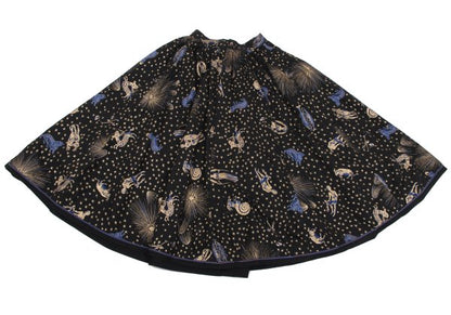 KENZO Cotton Constellation Print Flare Skirt Black Size S