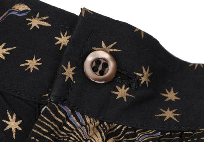 KENZO Cotton Constellation Print Flare Skirt Black Size S