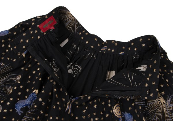 KENZO Cotton Constellation Print Flare Skirt Black Size S