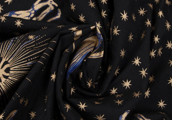 KENZO Cotton Constellation Print Flare Skirt Black Size S