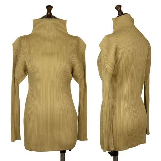 PLEATS PLEASE Pleated High-Neck Top Mustard Size F