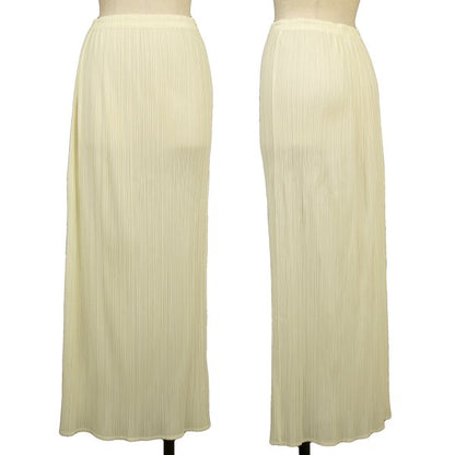 ISSEY MIYAKE Polyester Pleated Long Skirt Ivory Size 4