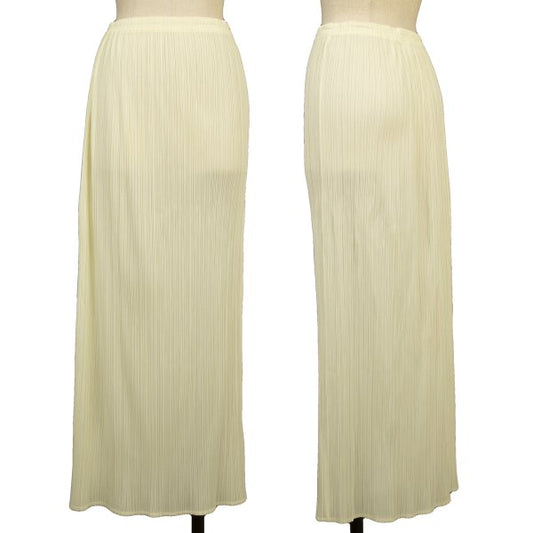 ISSEY MIYAKE Polyester Pleated Long Skirt Ivory Size 4