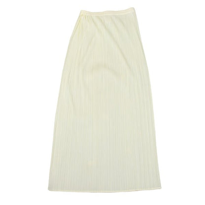 ISSEY MIYAKE Polyester Pleated Long Skirt Ivory Size 4