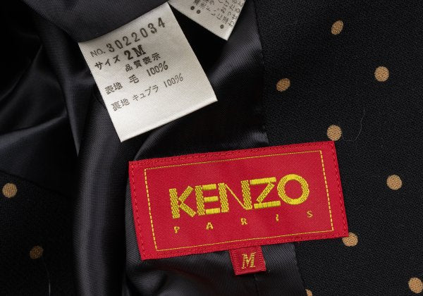 KENZO Dot Print Wool Cutaway Jacket Black Size M