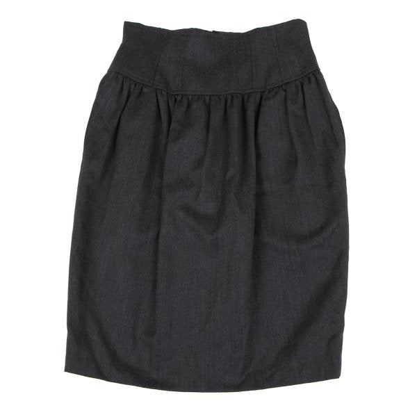 KENZO Wool Tuck A-Line Midi Skirt Gray Size M