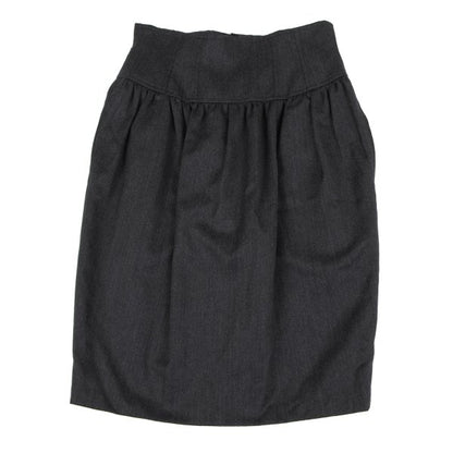 KENZO Wool Tuck A-Line Midi Skirt Gray Size M