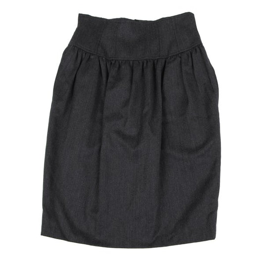 KENZO Wool Tuck A-Line Midi Skirt Gray Size M