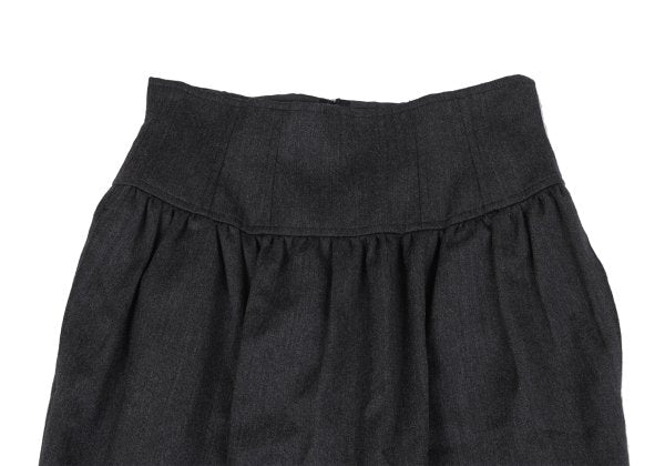 KENZO Wool Tuck A-Line Midi Skirt Gray Size M