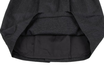 KENZO Wool Tuck A-Line Midi Skirt Gray Size M