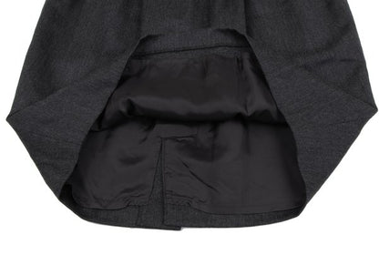 KENZO Wool Tuck A-Line Midi Skirt Gray Size M