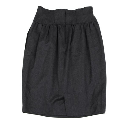 KENZO Wool Tuck A-Line Midi Skirt Gray Size M