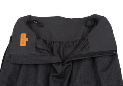 KENZO Wool Tuck A-Line Midi Skirt Gray Size M