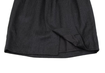 KENZO Wool Tuck A-Line Midi Skirt Gray Size M