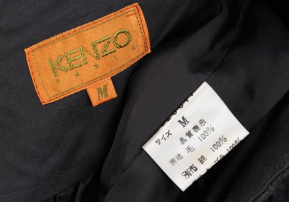 KENZO Wool Tuck A-Line Midi Skirt Gray Size M