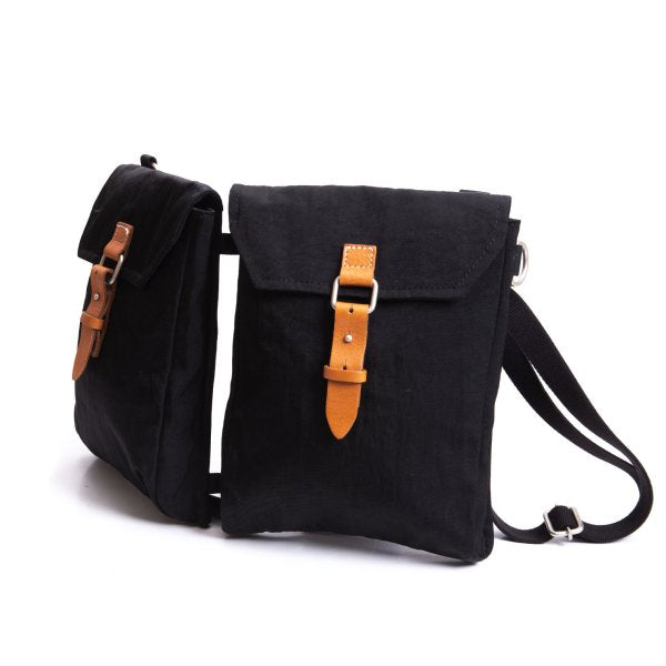 Y's Black Nylon Leather Shoulder Bag