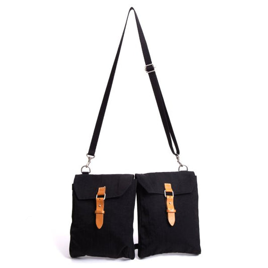 Y's Black Nylon Leather Shoulder Bag